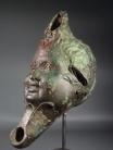Early Roman bronze Satyr head oil lamp.
